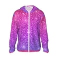 thumbnail image 1 of Kll Pink Purple Glitter Print Men'S Women’s Upf 50+ Sun Protection Outdoor Hoodie Jacket Long Sleeve Fishing Hiking Performance Shirt- X-Large, 1 of 8