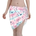 thumbnail image 1 of Kll Pink Striped Flamingo Print Women'S Sarong Coverups Short Bathing Suit Wrap Skirt Beach Wrap Swimsuit Cover Ups, 1 of 7
