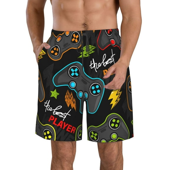 Kll Play Game3 Men'S Casual Summer Beach Shorts Hawaiian Shorts With Pockets-Medium