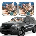 thumbnail image 1 of Kll Playful Cat Windshield Sun Shade 2-Piece Foldable Car Front Window Sunshade For Most Sedans Suv Truck- Small, 1 of 7