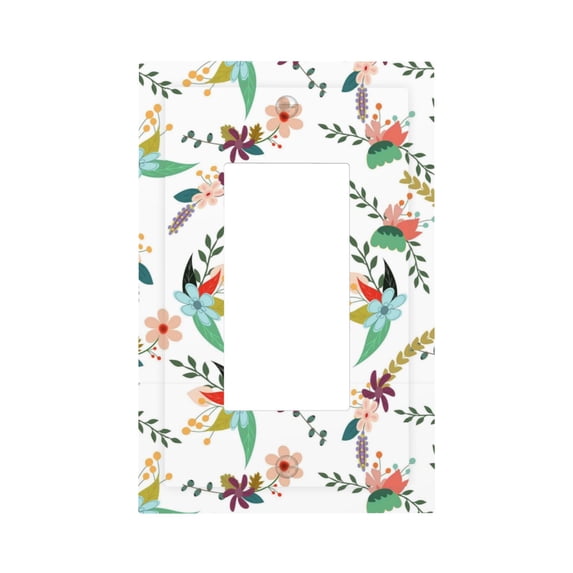 Kll Pretty Floral With Leaves Wall Plate,Gloss Finish,Standard Size 1 - 5" X 3", Polycarbonate Thermoplastic,Electric Receptacle Plug Covers
