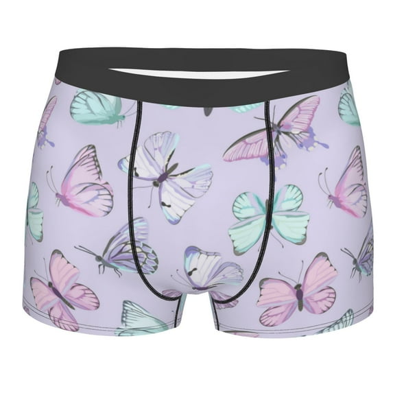 Kll Purple Butterfly Men'S Cotton Boxer Briefs Underwear-Xx-Large