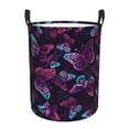 thumbnail image 1 of Kll Purple Butterfly Waterproof Foldable Laundry Hamper Bucket With Handles For Storage Bin,Kids Room,Home Organizer (Small), 1 of 8