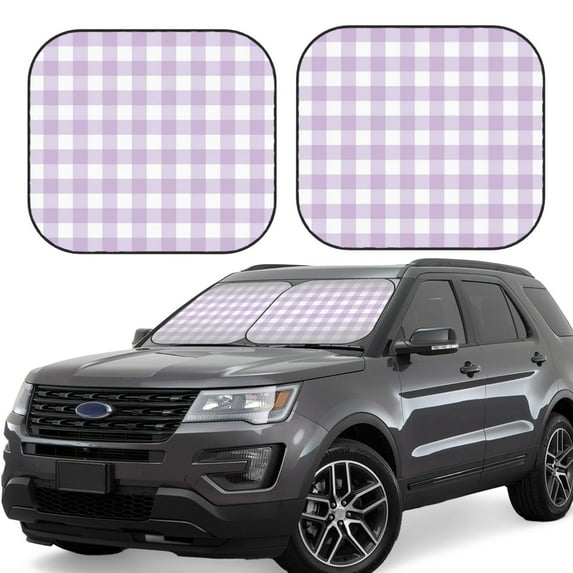 Kll Purple Checkboard Windshield Sun Shade 2-Piece Foldable Car Front Window Sunshade For Most Sedans Suv Truck - Auto Sun Blocker Visor Protector Blocks Max Uv Rays - Large