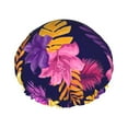 thumbnail image 1 of Kll Purple Flower Pattern Shower Cap & Bath Cap For Women,Reversible Oversized Waterproof Shower Caps For All Hair Lengths,Elastic Reusable Bathing Hair Cap, 1 of 9