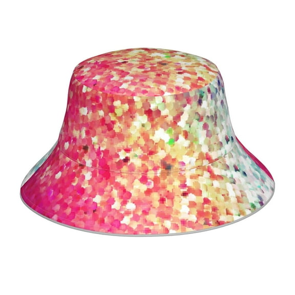 Kll Purple Sparkling Bucket Hat For Women Men Packable Travel Beach Sun Hat Outdoor Rave Accessories Reflective Fisherman Cap