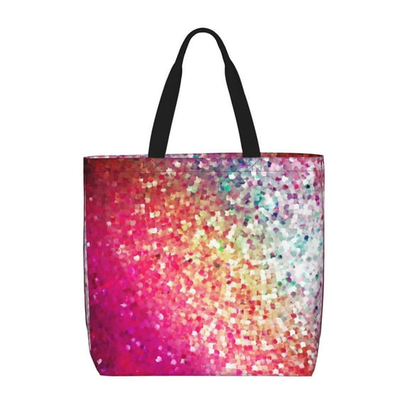 Kll Purple Sparkling Pattern Aesthetic Tote Bag For Women Beach Bag Shopping Bags Shoulder Bag Reusable Grocery Bags