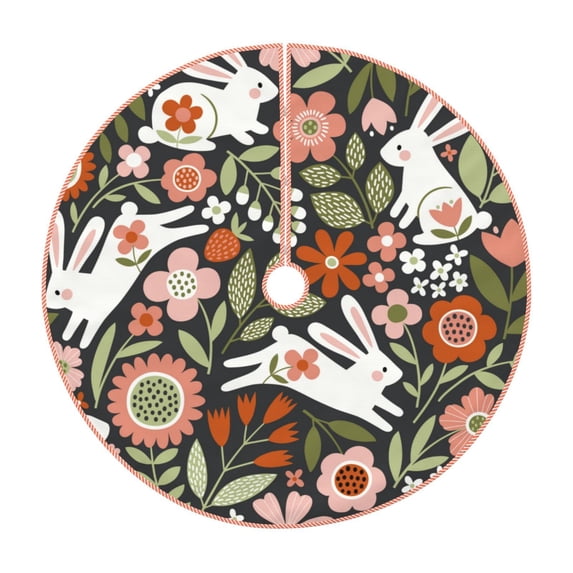 Kll Rabbits On Floral Christmas Tree Skirt 30",Party Decorations Farmhouse For Christmas Decorations Holiday Party