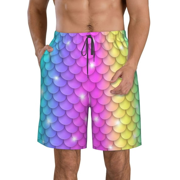 Kll Rainbow Scales2 Men'S Casual Summer Beach Shorts Hawaiian Shorts With Pockets-Xx-Large