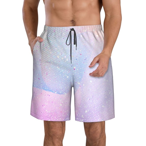 Kll Rainbow Unicorn Party Men'S Casual Summer Beach Shorts Hawaiian Shorts With Pockets-Medium