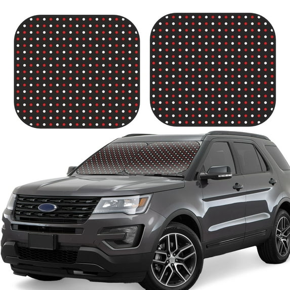 Kll Red And White Polka Dots Windshield Sun Shade 2-Piece Foldable Car Front Window Sunshade For Most Sedans Suv Truck - Auto Sun Blocker Visor Protector Blocks Max Uv Rays - Small