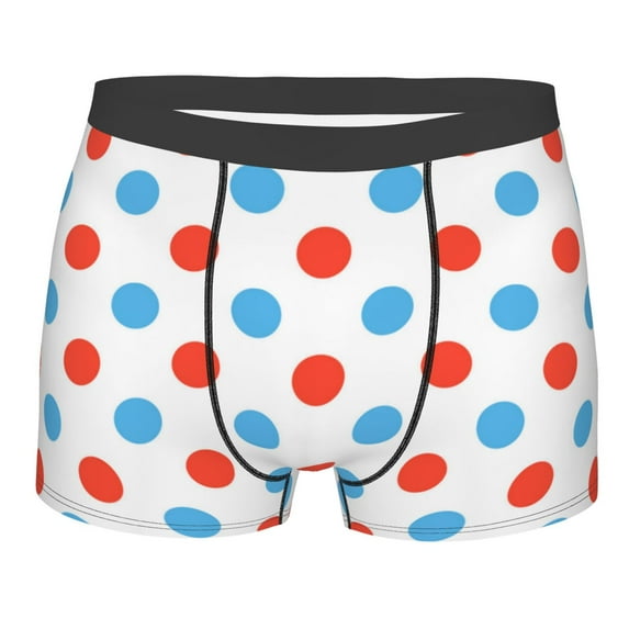 Kll Red Blue Polka Dots Men'S Cotton Boxer Briefs Underwear-Xx-Large