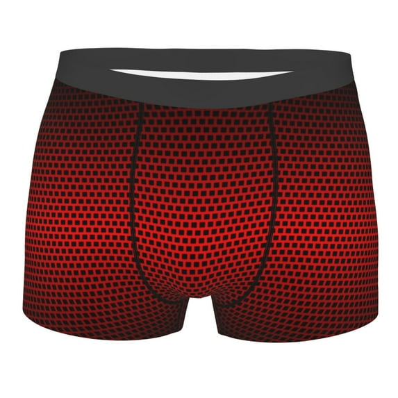 Kll Red Geometric Perforated Square Background Men'S Cotton Boxer Briefs Underwear-Xx-Large