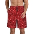 thumbnail image 1 of Kll Red Glitter Men'S Casual Summer Beach Shorts Hawaiian Shorts With Pockets-3x-Large, 1 of 9