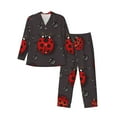 thumbnail image 1 of Kll Red Ladybugs On Dark Background Sleepwear Mens Flannel Pajamas,Long Cotton Pj Set, 1 of 9