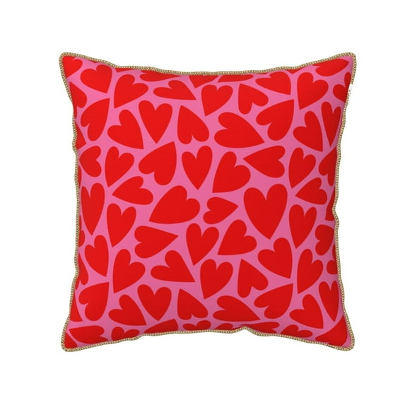 Kll Red Love Heart Decorative Throw Pillow Covers Velvet Soft For Couch Sofa Bedroom Living Room Outdoor -16"X16"