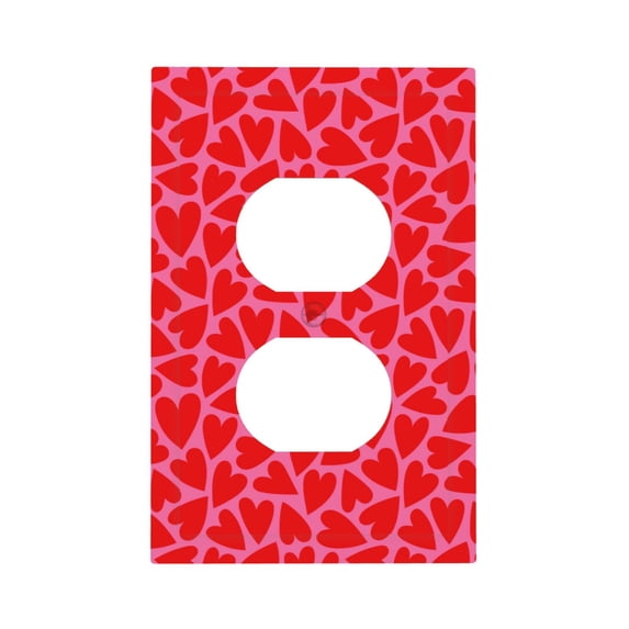 Kll Red Love Heart Wall Plate,Gloss Finish,Standard Size 1 - 5" X 3", Polycarbonate Thermoplastic,Electric Receptacle Plug Covers