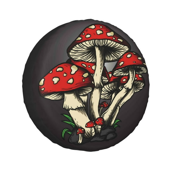 Kll Red Mushrooms Tire Cover,Universal Wheel Tire Cover For Trailer, Rv, Suv, Truck,Camper And Many Vehicle,(14 Inch)