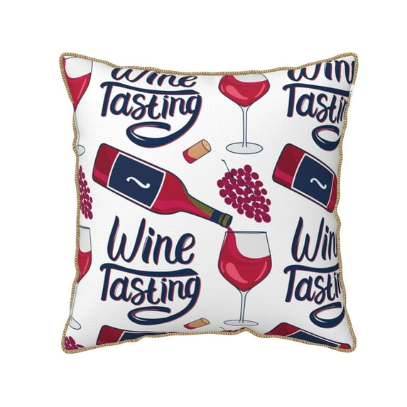 Kll Red Wine Glass Bottle Decorative Throw Pillow Covers Velvet Soft For Couch Sofa Bedroom Living Room Outdoor -20"X20"