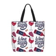 thumbnail image 1 of Kll Red Wine Glass Bottle Pattern Aesthetic Tote Bag For Women Beach Bag Shopping Bags Shoulder Bag Reusable Grocery Bags, 1 of 8