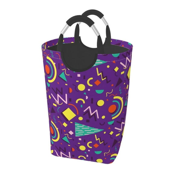 Kll Retro 80s Style Laundry Hamper,Large Canvas Fabric Lightweight Storage Basket Toy Organizer Dirty Clothes Collapsible Waterproof For College Dorms,Children Bedroom,Bathroom