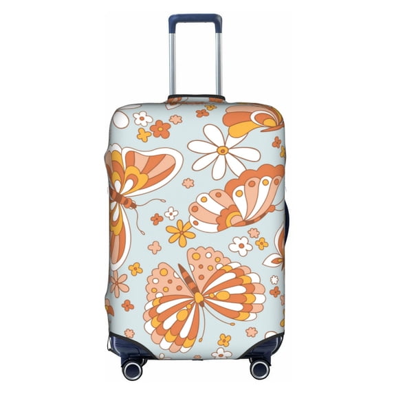 Kll Retro Floral Butterfly Luggage Cover Suitcase Cover Suitcase Protector (Luggage not included)-Medium