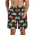 thumbnail image 1 of Kll Retro Video Game Men'S Casual Summer Beach Shorts Hawaiian Shorts With Pockets-X-Large, 1 of 9