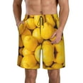 thumbnail image 1 of Kll Ripe Yellow Lemon Men'S Casual Summer Beach Shorts Hawaiian Shorts With Pockets-X-Large, 1 of 9