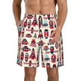 thumbnail image 1 of Kll Rocket Pattern Men'S Casual Summer Beach Shorts Hawaiian Shorts With Pockets-Large, 1 of 9