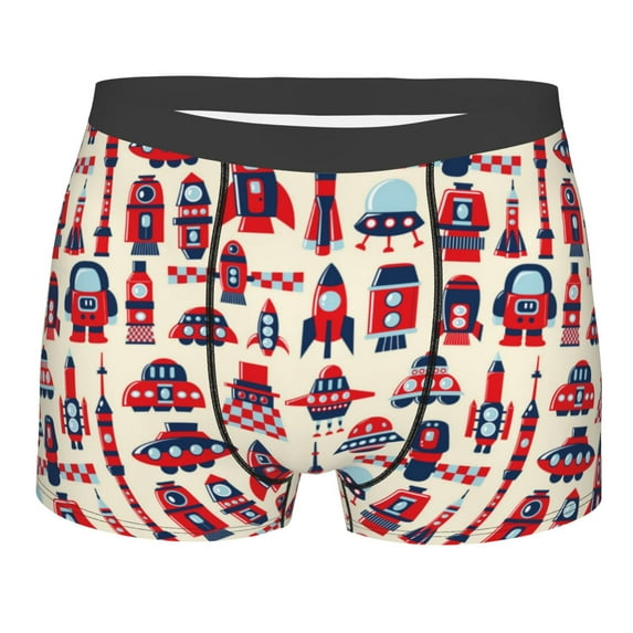 Kll Rocket Pattern Men'S Cotton Boxer Briefs Underwear-Xx-Large