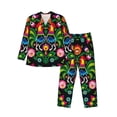thumbnail image 1 of Kll Roosters And Flowers Sleepwear Mens Flannel Pajamas,Long Cotton Pj Set, 1 of 9