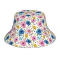 thumbnail image 1 of Kll Rose Flowers Bucket Hat for Women Men Packable Travel Beach Sun Hat Outdoor Rave Accessories Reflective Fisherman Cap, 1 of 6