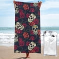 thumbnail image 1 of Kll Roses Skulls Microfiber Beach Towel Fast Drying,Extra Large 27.5"X55" Sand Free Beach Towel Super Lightweight Towels, 1 of 1