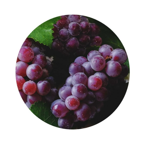 Kll Round Shape Drink Coasters Set Of 4,Pu Leather Absorbent Coasters Set Decorative Coffee Cup Coasters Housewarming Gift For Home Decor-Grape