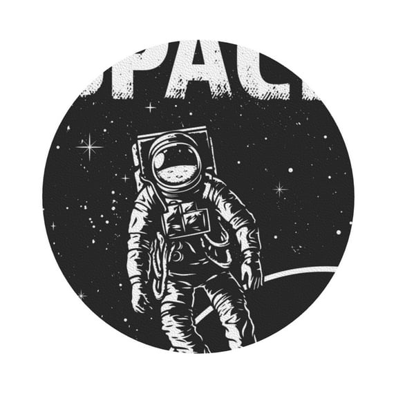 Kll Round Shape Drink Coasters Set Of 4,Pu Leather Absorbent Coasters Set Decorative Coffee Cup Coasters Housewarming Gift For Home Decor-Astronaut At Spacewalk