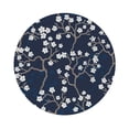 thumbnail image 1 of Kll Round Shape Drink Coasters Set Of 4,Pu Leather Absorbent Coasters Set Decorative Coffee Cup Coasters Housewarming Gift For Home Decor-Cherry Blossoms On Navy Background, 1 of 9