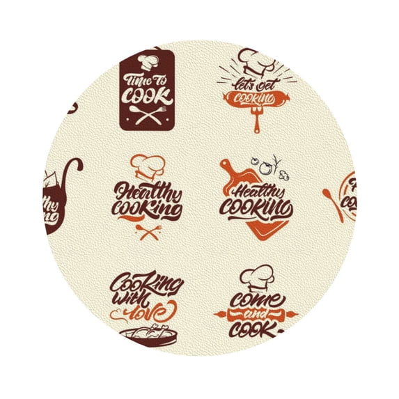 Kll Round Shape Drink Coasters Set Of 4,Pu Leather Absorbent Coasters Set Decorative Coffee Cup Coasters Housewarming Gift For Home Decor-Cooking With Love