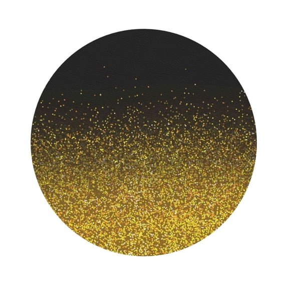 Kll Round Shape Drink Coasters Set Of 4,Pu Leather Absorbent Coasters Set Decorative Coffee Cup Coasters Housewarming Gift For Home Decor-Gold Glitter Gradient