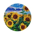 thumbnail image 1 of Kll Round Shape Drink Coasters Set Of 4,Pu Leather Absorbent Coasters Set Decorative Coffee Cup Coasters Housewarming Gift For Home Decor-Landscape With Sunflowers, 1 of 9