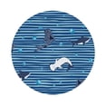 thumbnail image 1 of Kll Round Shape Drink Coasters Set Of 4,Pu Leather Absorbent Coasters Set Decorative Coffee Cup Coasters Housewarming Gift For Home Decor-Sharks On White Blue Striped, 1 of 1