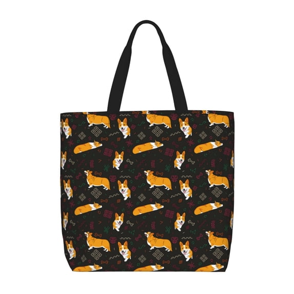 Kll Royal Corgi1 Pattern Aesthetic Tote Bag For Women Beach Bag Shopping Bags Shoulder Bag Reusable Grocery Bags