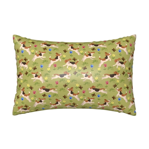 Kll Running Beagle Pattern Silk Pillowcase For Hair And Skin Standard Size 20"X 30" Soft Breathable Pillow Covers For Sleeping