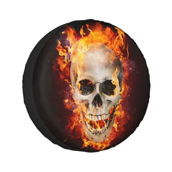 Kll Satanic Skull In Flames In The Darkness Tire Cover,Universal Wheel Tire Cover For Trailer, Rv, Suv, Truck,Camper And Many Vehicle,(17 Inch)