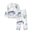 thumbnail image 1 of Kll Sea Animals Print Women'S Long Sleeve Pajamas With Pants Sleepwear Loungewear 2 Set-Large, 1 of 9