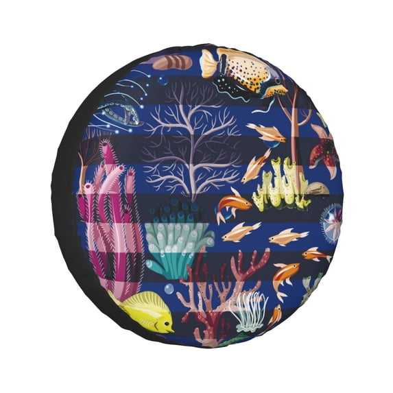 Kll Sea Inhabitans And Herb Tire Cover,Universal Wheel Tire Cover For Trailer, Rv, Suv, Truck,Camper And Many Vehicle,(15 Inch)