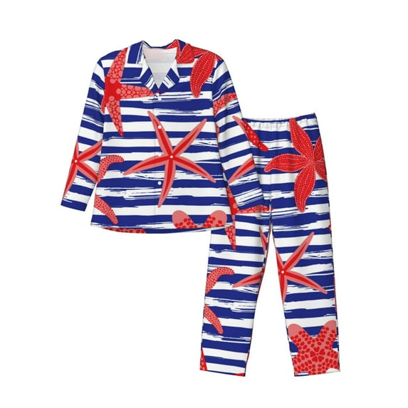 Kll Sea Stars Sleepwear Mens Flannel Pajamas,Long Cotton Pj Set