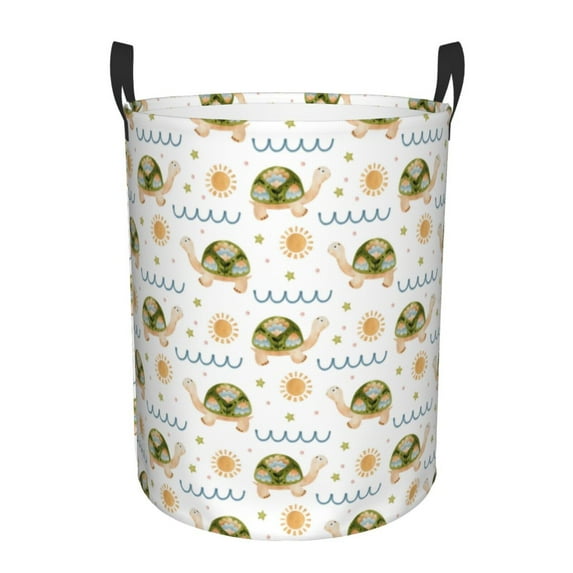 Kll Sea Turtle Basking In The Sun Waterproof Foldable Laundry Hamper Bucket With Handles For Storage Bin,Kids Room,Home Organizer (Small)
