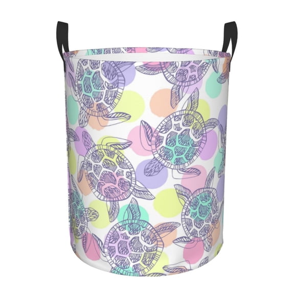 Kll Sea Turtles Waterproof Foldable Laundry Hamper Bucket With Handles For Storage Bin,Kids Room,Home Organizer (Medium)