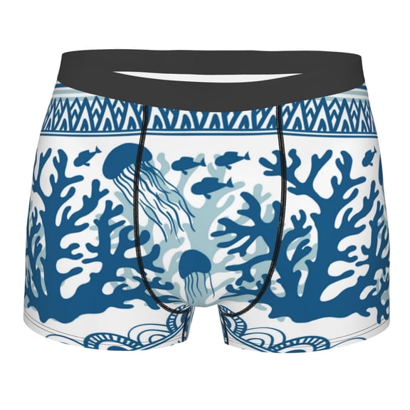 Kll Sea Underwater Jellyfish Men'S Cotton Boxer Briefs Underwear-Small