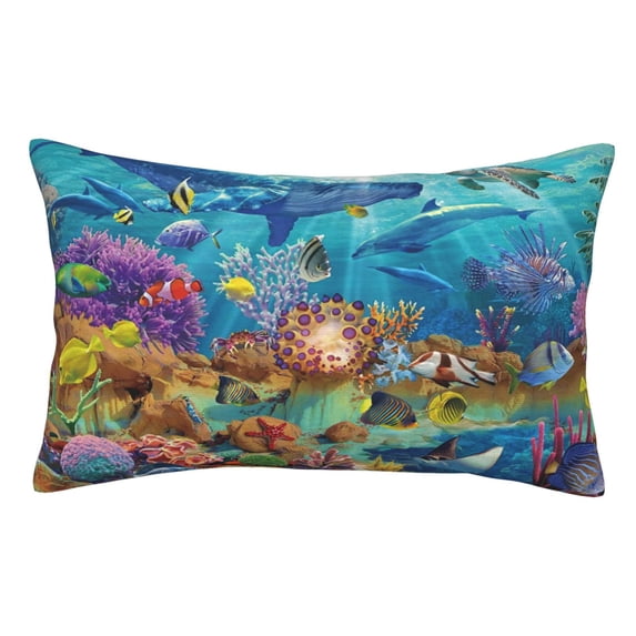 Kll Sea World Pillow Covers Envelope Closure,Super Soft And Cozy Fuzzy Fleece Pillow Case Cover 16"X24"